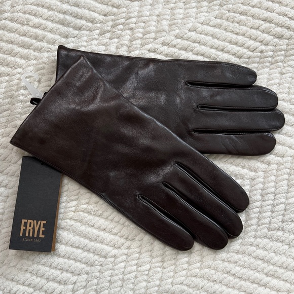 FRYE Dark Brown Leather Winter Gloves, Large - Picture 1 of 7
